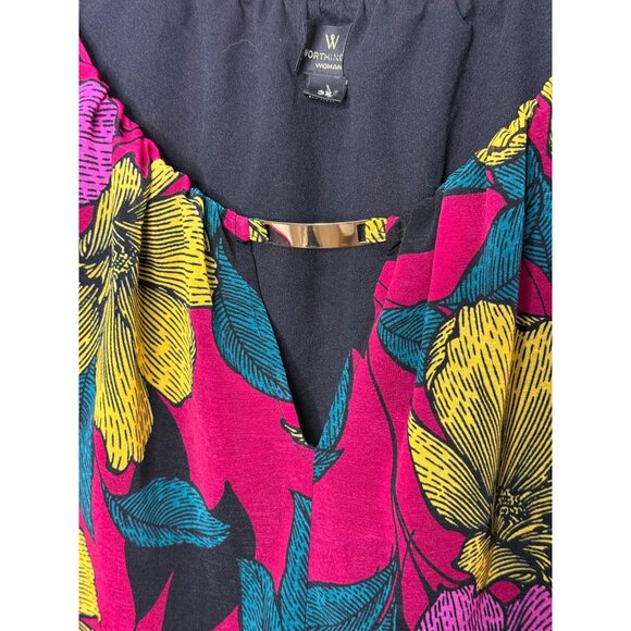 Worthington Woman Jewel Tone Floral Print Sleeveless Top‎ Career Office Size 3X - Picture 3 of 9